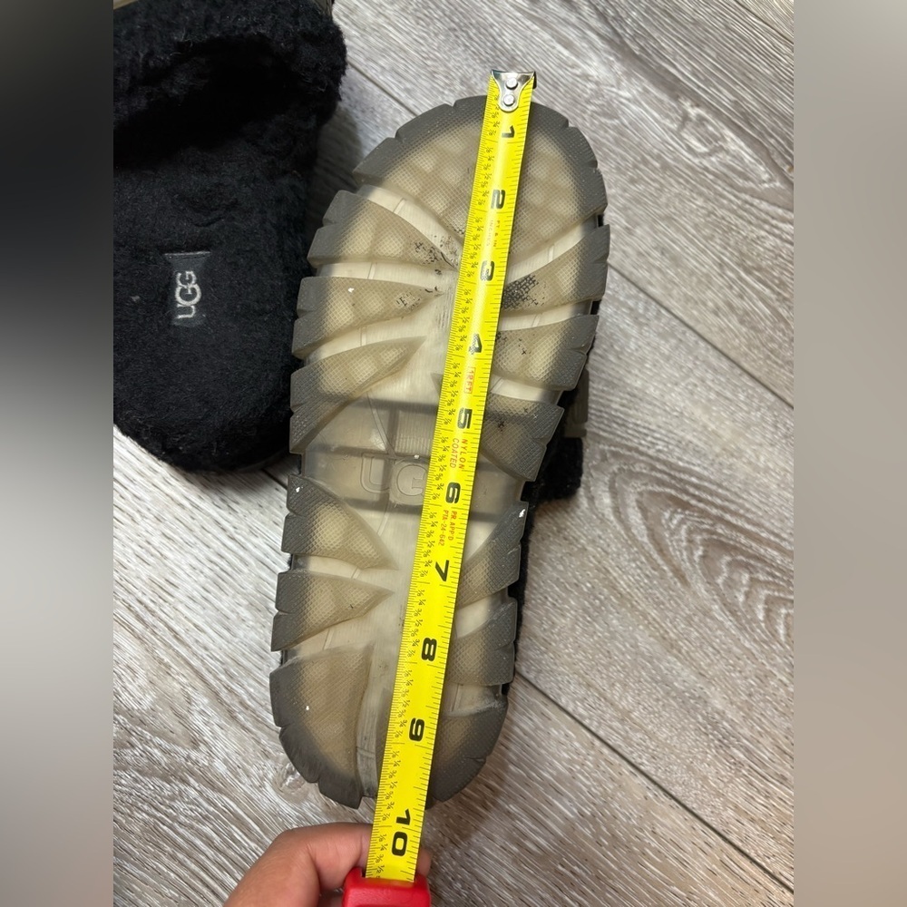 UGG Black Fuzzy Slides with Clear Sole - Picture 10 of 11
